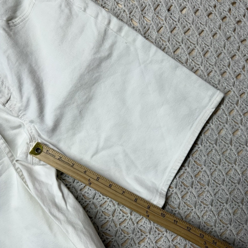 American Eagle Bermuda Denim Shorts Women Sz 2 White Stretch Pockets Button - Picture 7 of 14